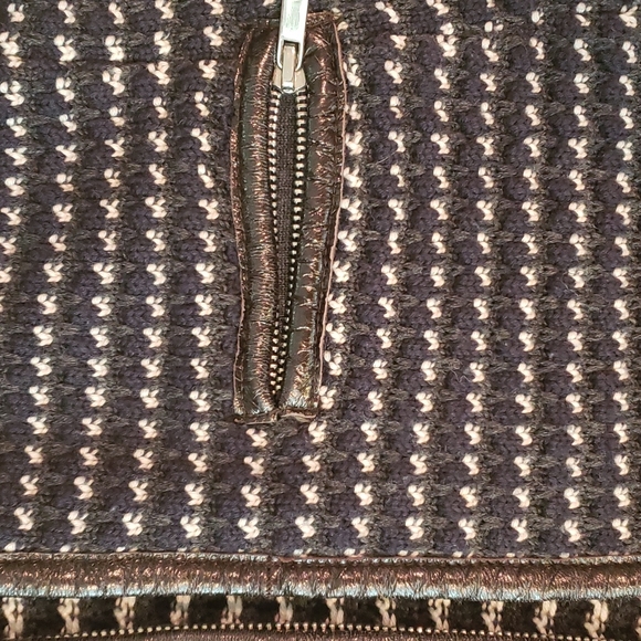 Tory Burch long zip front cardigan leather trim, size M - Picture 3 of 5